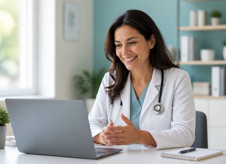 A FutureNowRx provider on a video consult with a patient